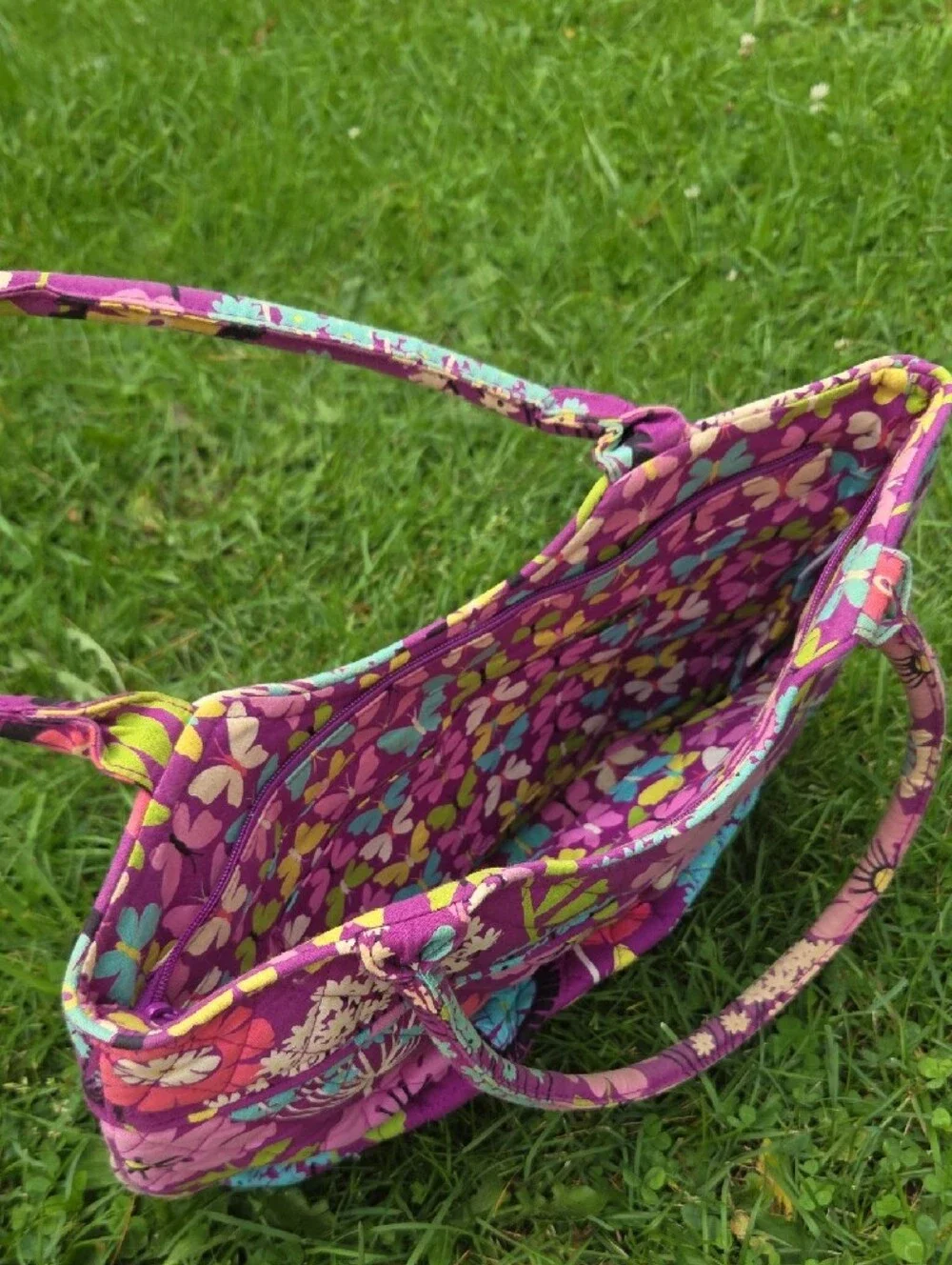 Vera Bradley Vibrant Quilted Floral Tote in Purple and Pink